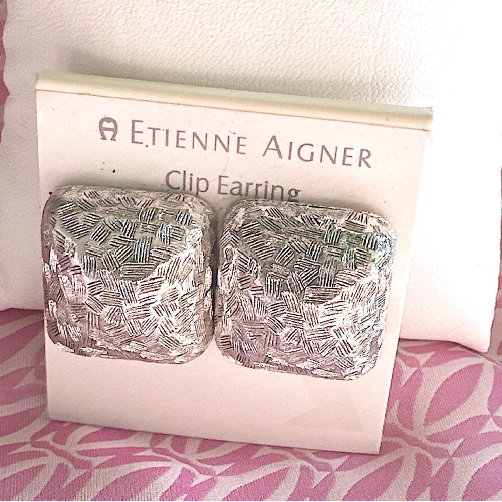 Etienne Aigner Silver Clip Earrings